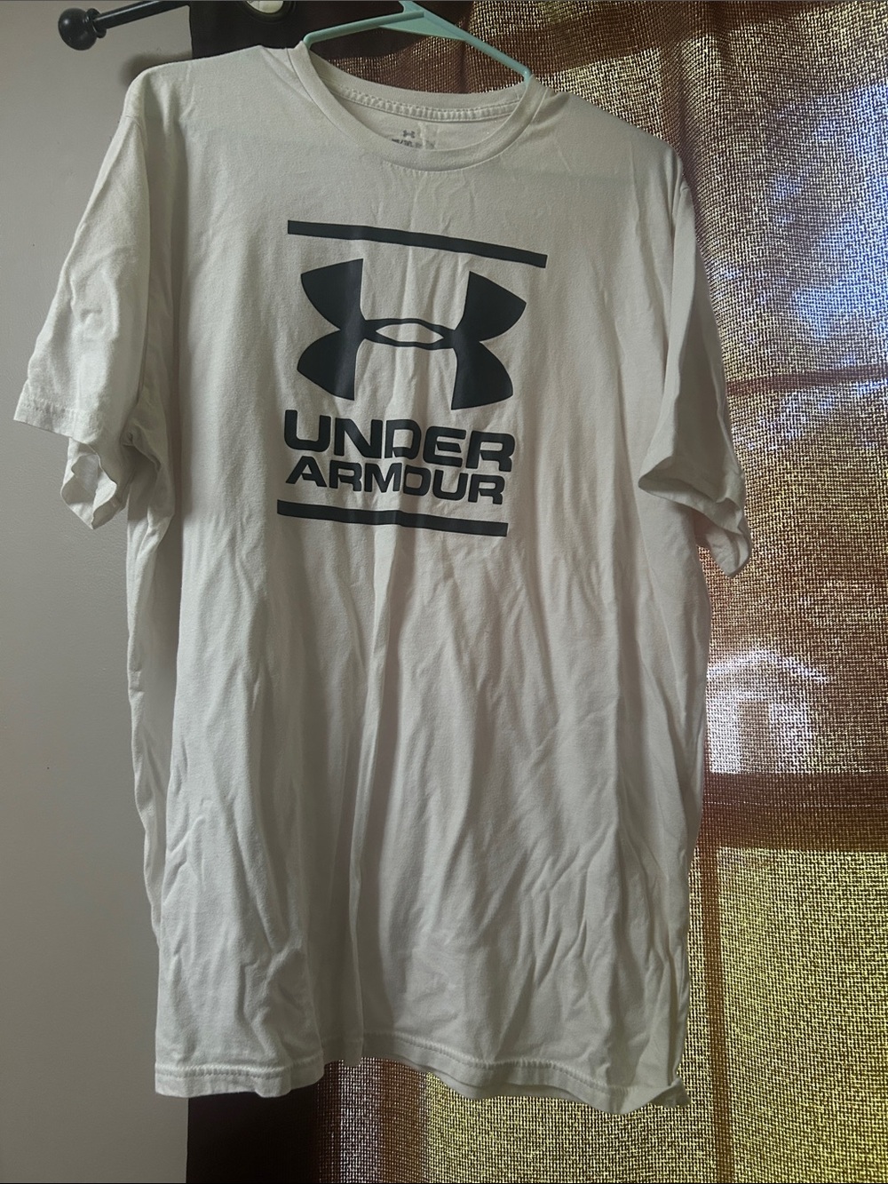 Under Armour White Short-Sleeve Logo Tee with Black Print